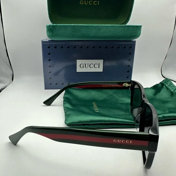 NEW GUCCI GG0340S 006 BLACK/MULTICOLOR GREY MENS SUNGLASSES - Picture 8 of 10